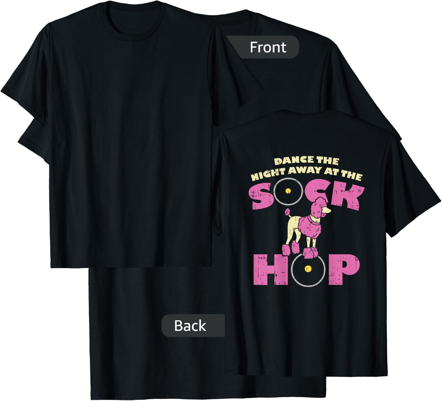 Sock Hop Party Attire 50s Pink Poodle T-Shirt - T-Shirt | Black