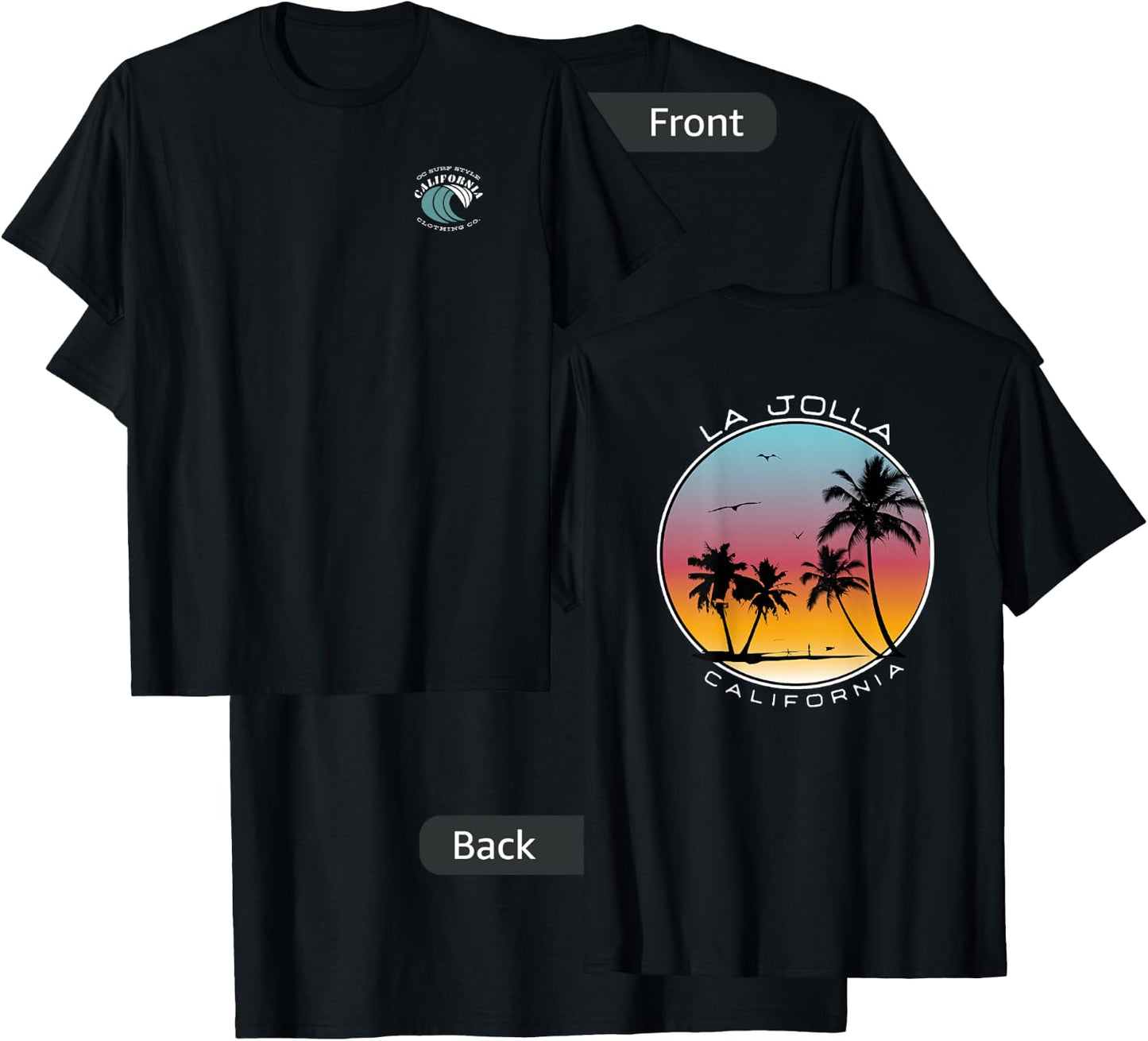 La Jolla California Sunset Circle T-Shirt - T-Shirt | Black