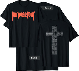 Justin Bieber Official Purpose Tour Cross Dateback T-Shirt - T-Shirt | Black