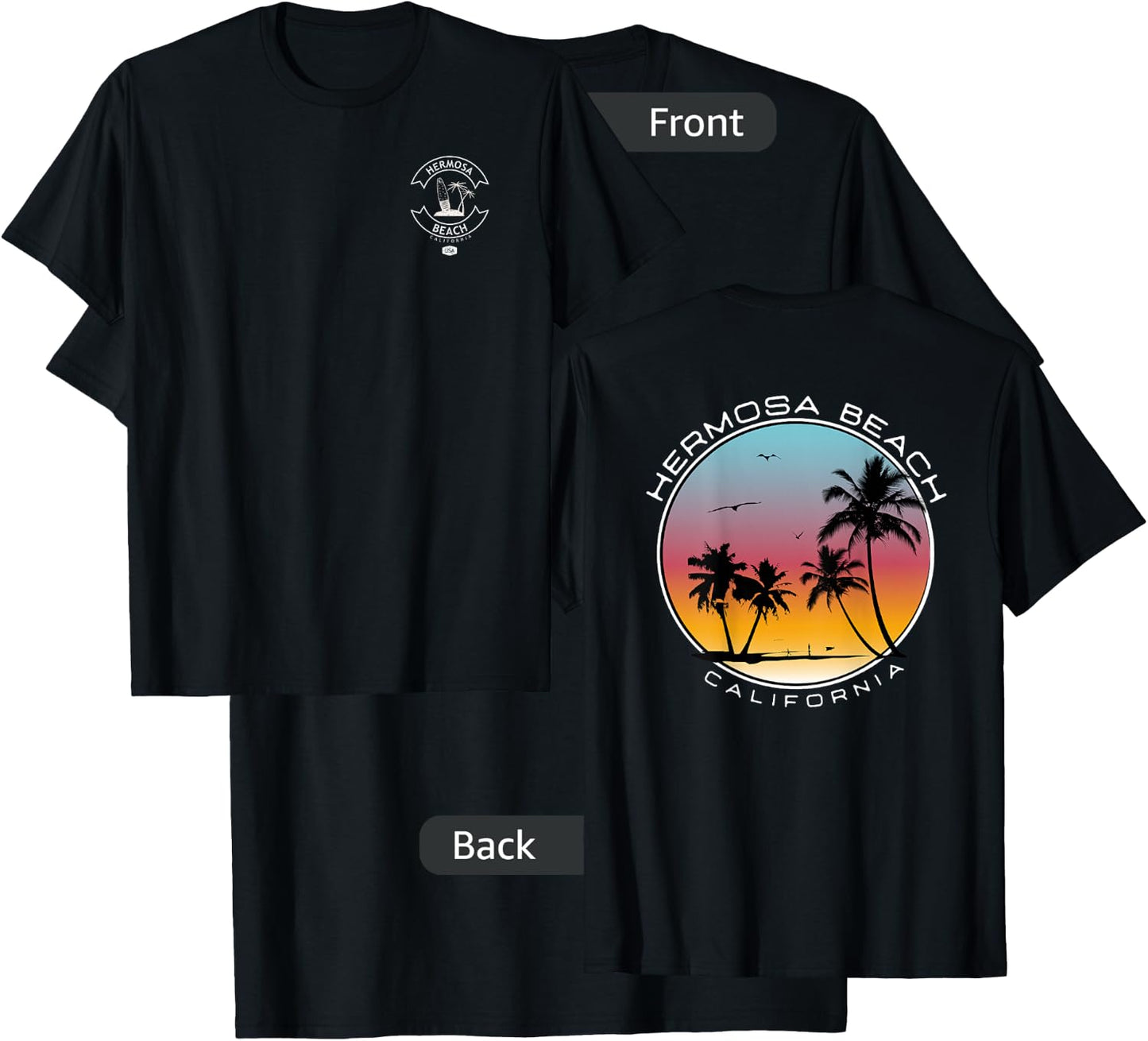 Hermosa Beach California Surf T-Shirt - T-Shirt | Black