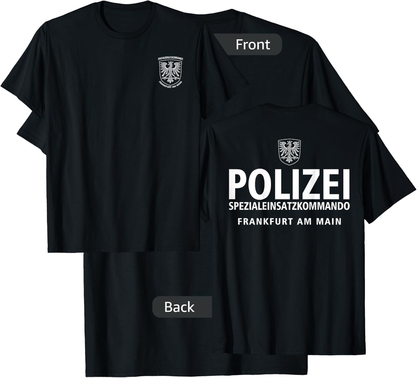 MechaProject Germany Frankfurt SWAT Police SEK Spezialeinsatzkommando - Men's Black Cotton Classic Fit Short Sleeve - Small T-Shirt - T-Shirt | Black
