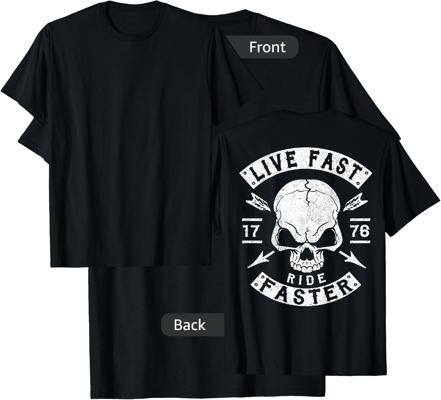 Biker Shirt, Motorcycle T Shirt, Biker Gang Shirt BACK PRINT T-Shirt - T-Shirt | Black
