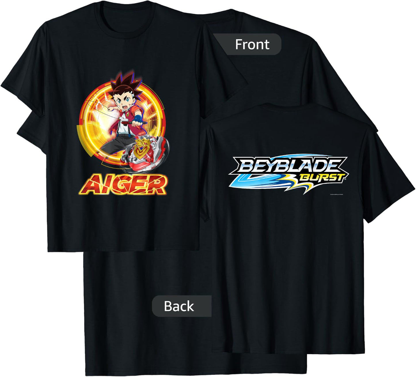Beyblade Burst Turbo Aiger T-Shirt - T-Shirt | Black