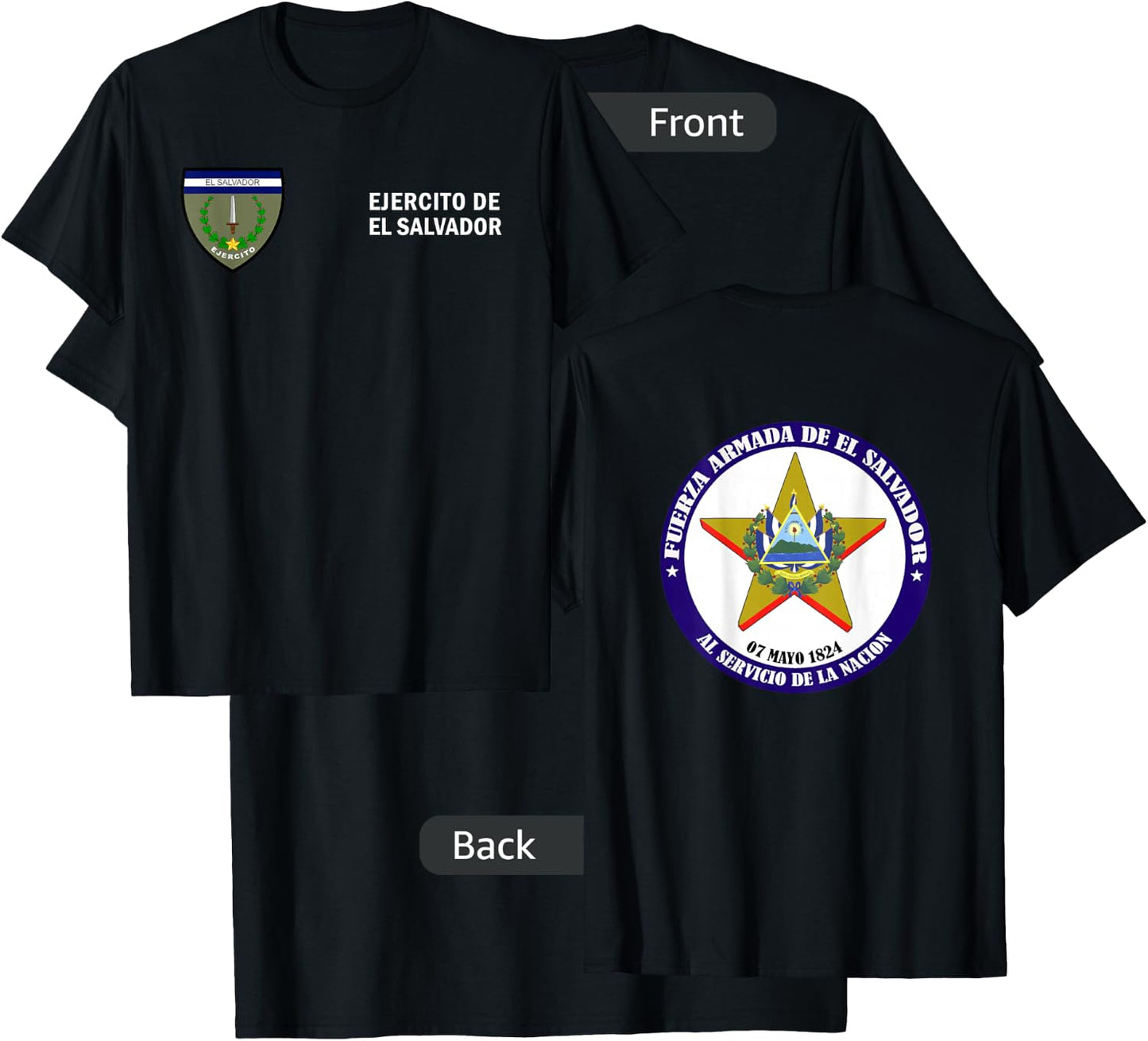 Fuerza Armada El Salvador Army - Ejercito de El Salvador T-Shirt - T-Shirt | Black