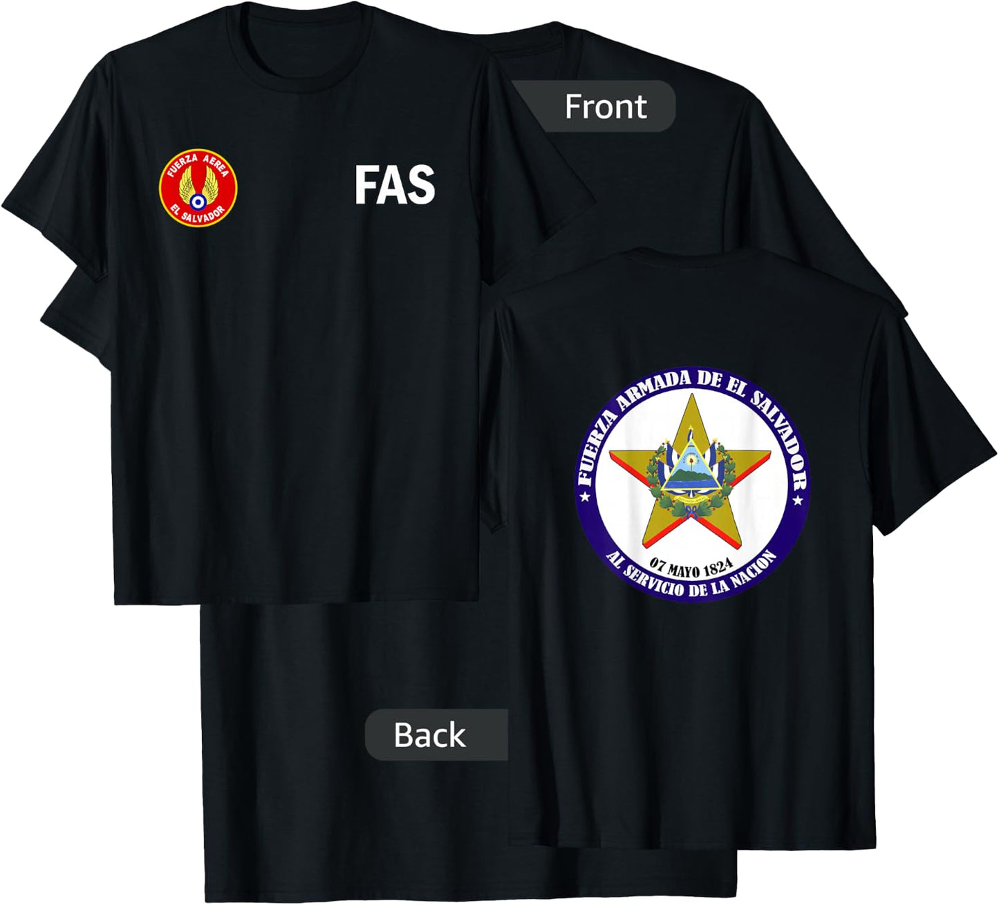 Fuerza Armada El Salvador Army - Fuerza Aerea de El Salvador T-Shirt - T-Shirt | Black