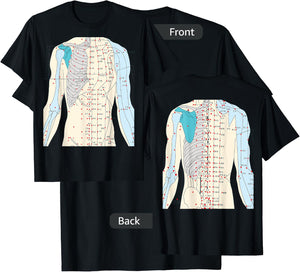 Acupuncture Chinese Medicine Healing Meridian 2 Side T-Shirt - T-Shirt | Black