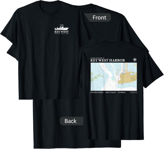 Key West Harbor Navigational Nautical Chart Florida Fishing T-Shirt - T-Shirt | Black