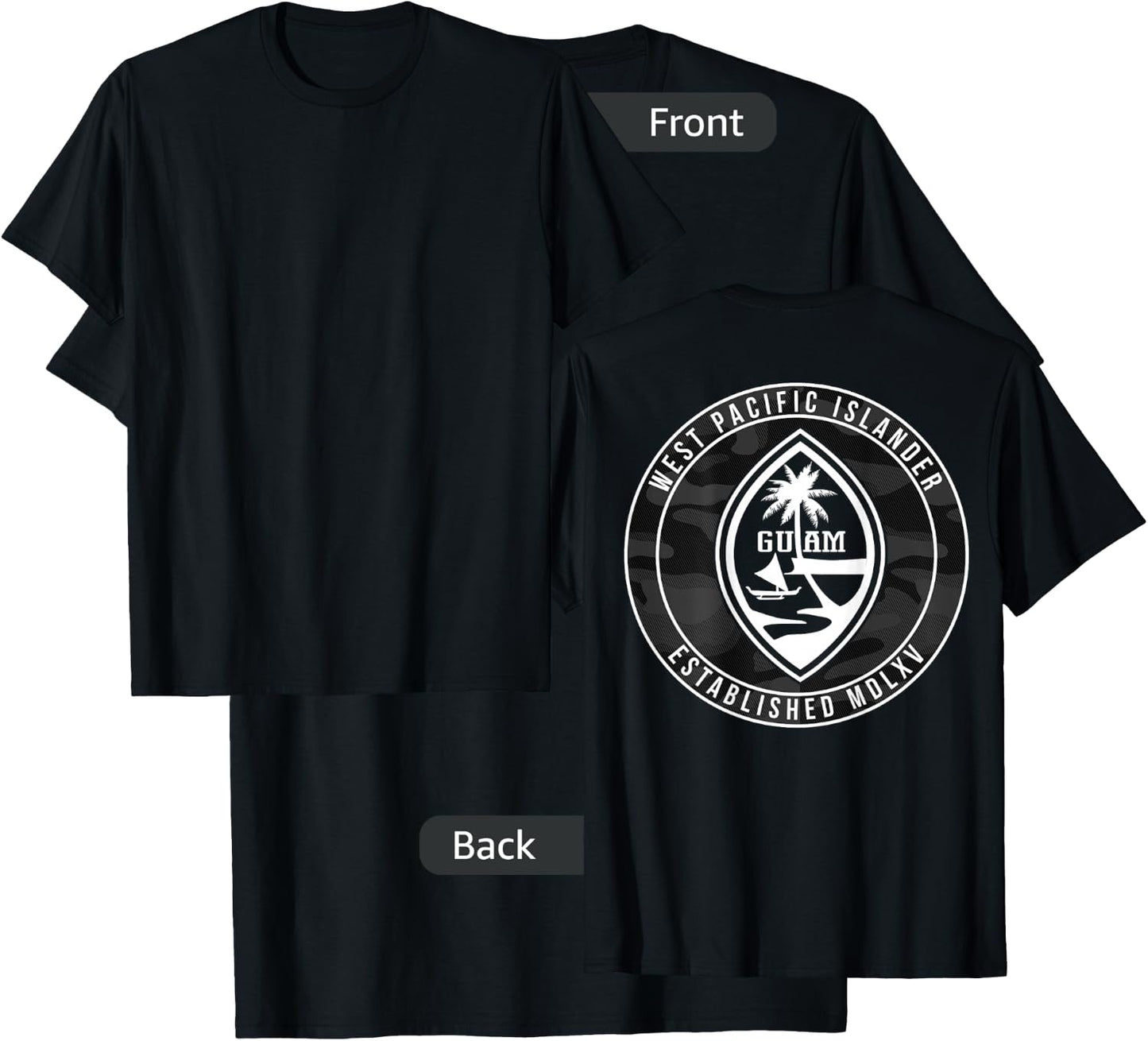 Guam Shirt - Guam Seal T Shirt Back Print Only T-Shirt - T-Shirt | Black
