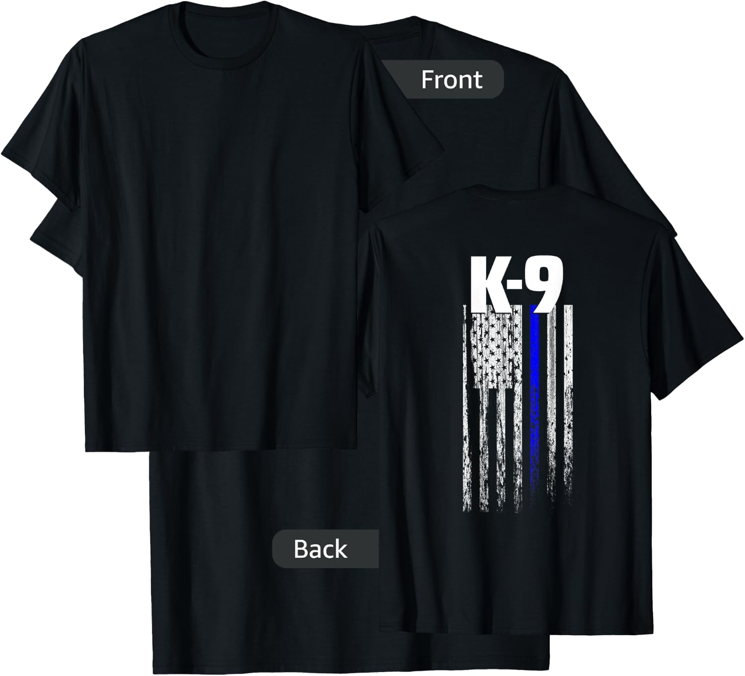 K-9 Police Officer USA Flag LEO Cops Law Enforcement T-Shirt - T-Shirt | Black