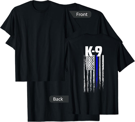 K-9 Police Officer USA Flag LEO Cops Law Enforcement T-Shirt - T-Shirt | Black