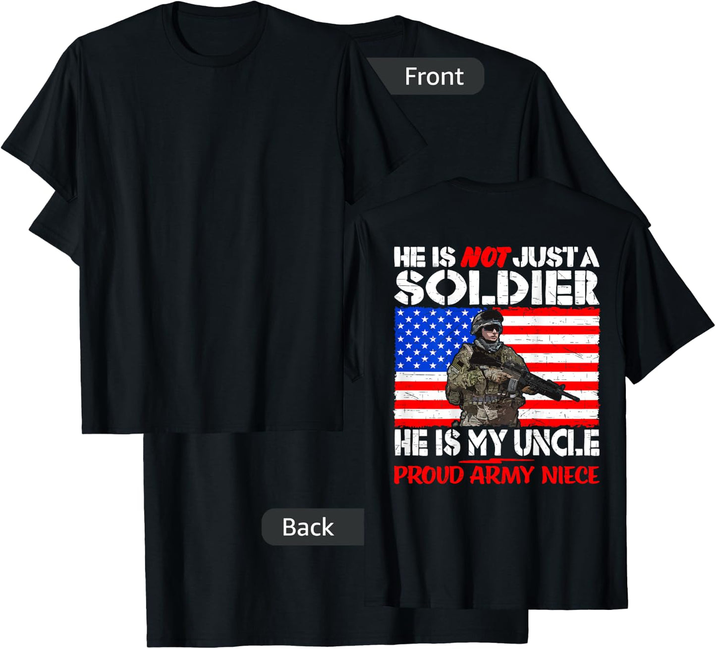 My Uncle Is My Soldier Hero Proud Army Niece Military Family T-Shirt - T-Shirt | Black