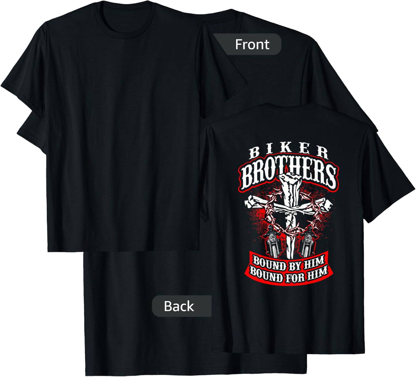 Biker Brothers Christian Cross Jesus Motorcycle Shirt T-Shirt - T-Shirt | Black