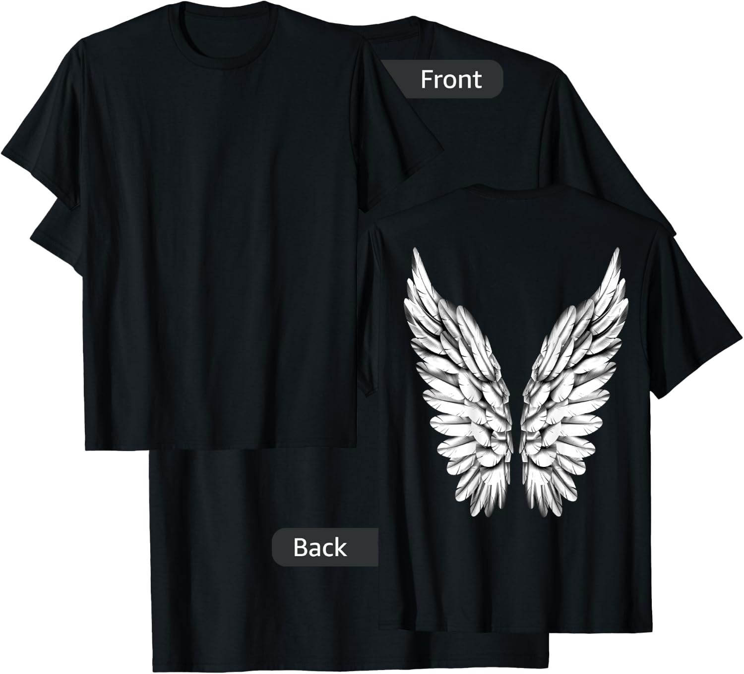 White Wings Freedom Guardian & Women Angel T-Shirt - T-Shirt | Black