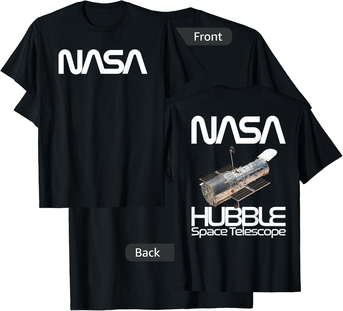 Hubble Space Telescope FRONT AND BACK DESIGN NASA Astronomy T-Shirt - T-Shirt | Black