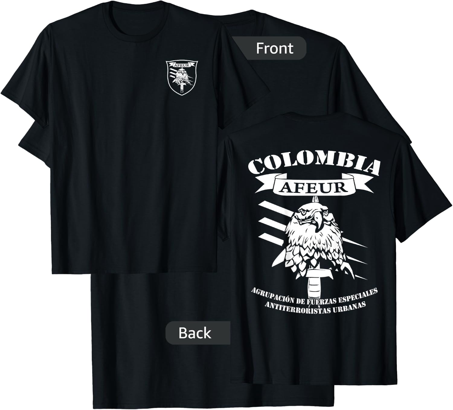 Colombia Army Special Forces AFEUR T-Shirt - T-Shirt | Black
