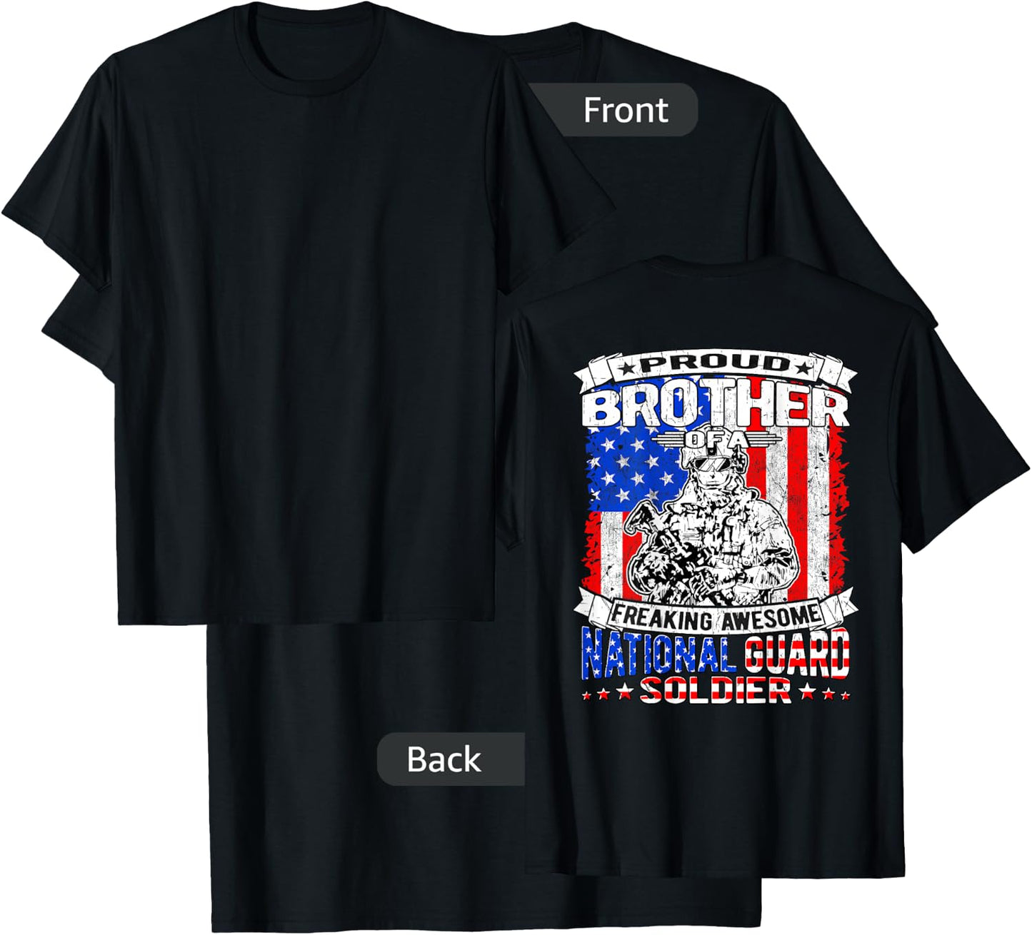 Proud Brother of A National Guard Soldier Army Sibling Gift T-Shirt - T-Shirt | Black