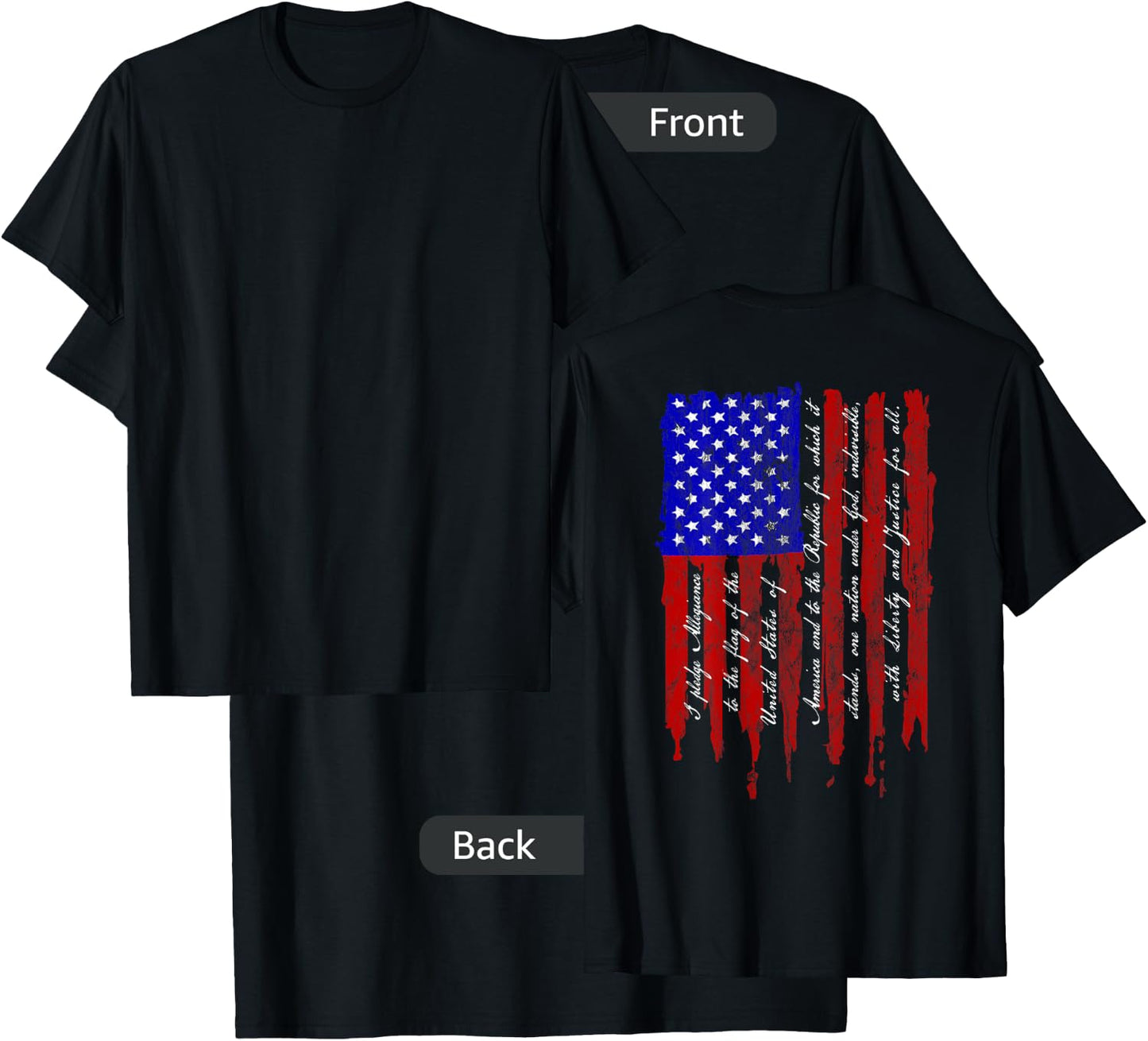 Pledge of Allegiance Patriotic American Flag T Shirt T-Shirt - T-Shirt | Black
