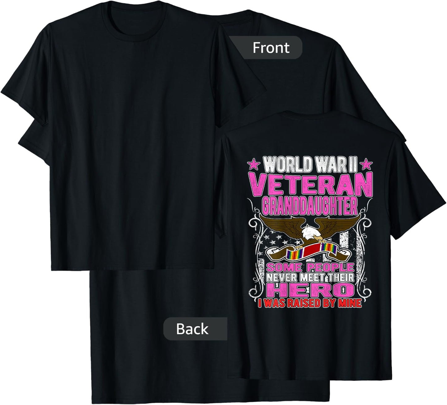 Proud World War 2 Veteran Granddaughter WW2 Grandchild Gifts T-Shirt - T-Shirt | Black