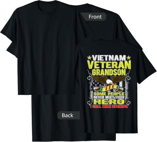 Proud Vietnam Veteran Grandson - Military Veterans Day Gift T-Shirt - T-Shirt | Black
