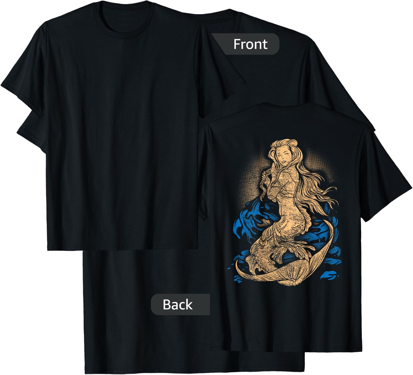 Mermaid Tattoo Shirt Vintage Pin Up Girl Soldier Sailor T-Shirt - T-Shirt | Black