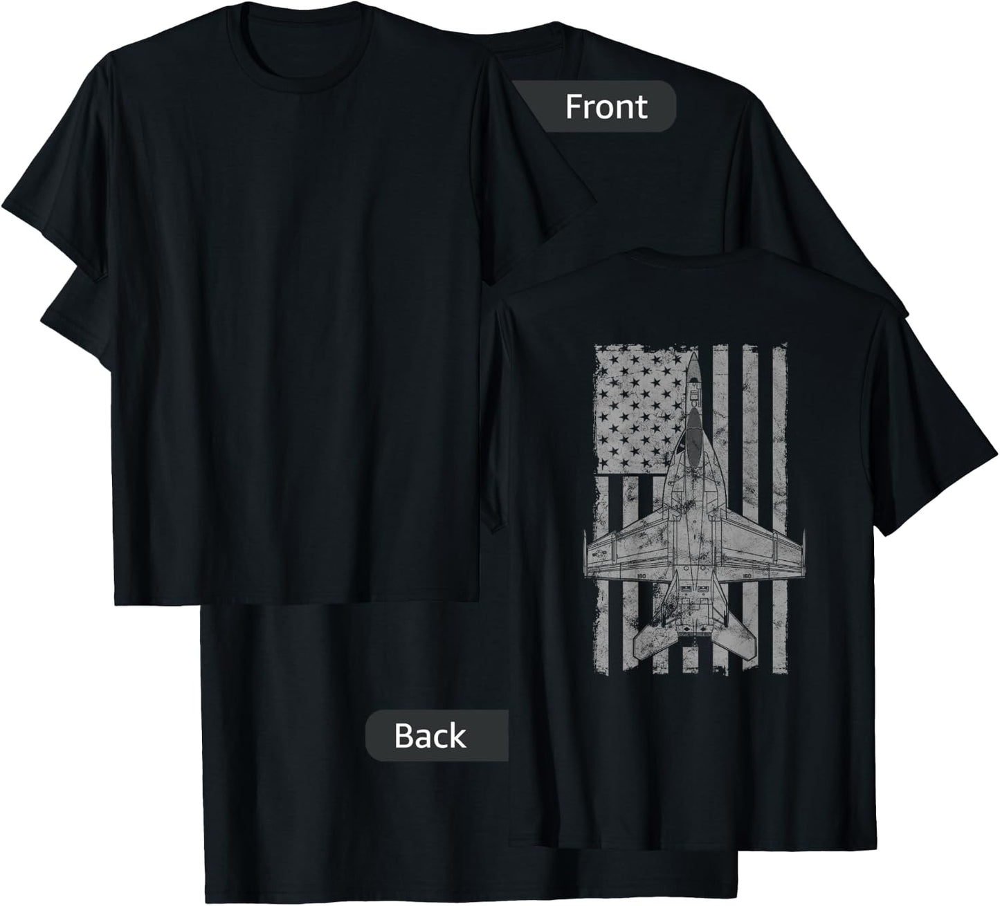 F/A-18E Super Hornet Airplane Vintage Flag | BACK PRINTED T-Shirt - T-Shirt | Black