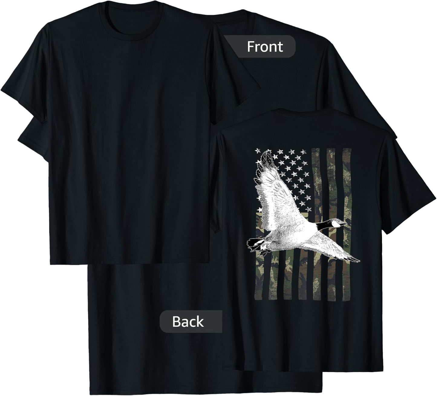 Goose Hunting Camo Flag (on Back) T-Shirt - T-Shirt | Black