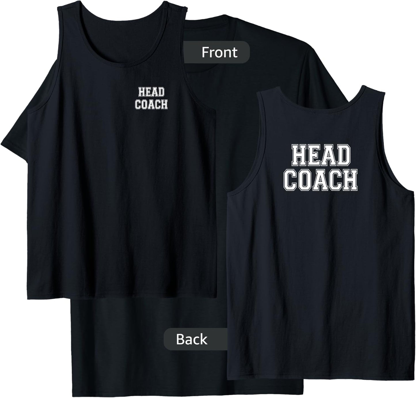 Head Coach front with letter athletic style for T-Shirt - T-Shirt | Black
