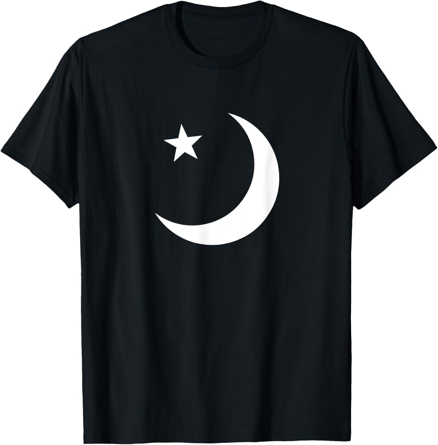 Crescent Moon Star White T Shirt T-Shirt - T-Shirt | Black