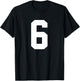 #6 Team Sports Jersey Number Front & Back Player / Fan T-Shirt - T-Shirt | Black
