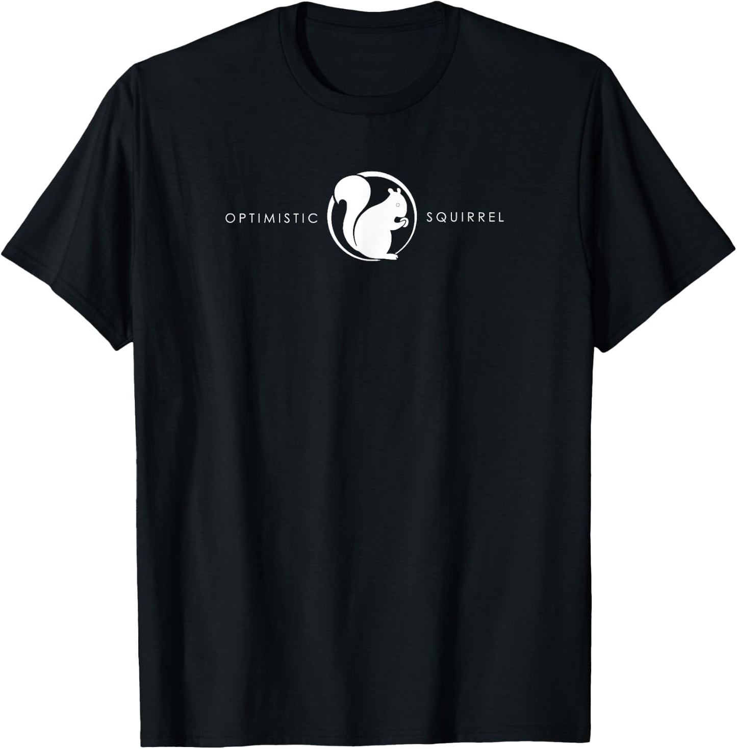 Official Optimistic Squirrel white logo with acorn T-Shirt - T-Shirt | Black