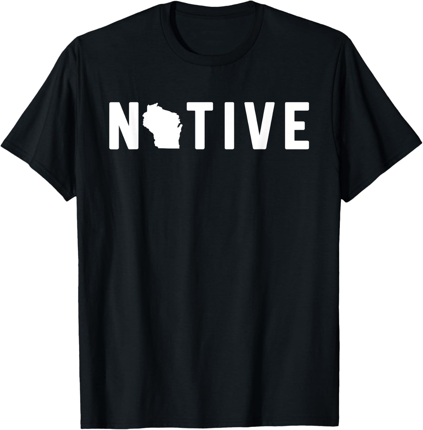 Popular Wisconsin Native Home State Map Outline T-Shirt - T-Shirt | Black