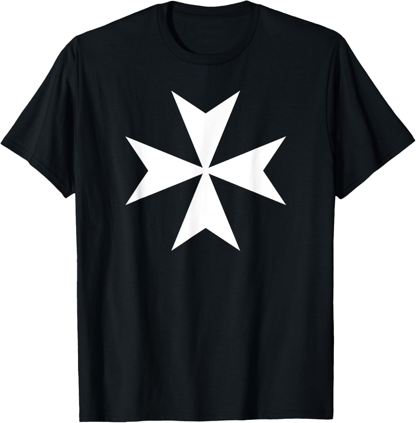 Reflexart Women's Maltese, Knights Hospitaller Cross , Black, Small, Short Sleeve, Classic Fit, Cotton, Polyester T-Shirt - T-Shirt | Black