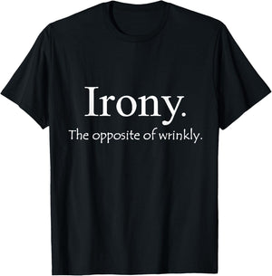 Kids Funny English Definition "Irony the opposite of wrinkly" 4 Slate T-Shirt - T-Shirt | Black