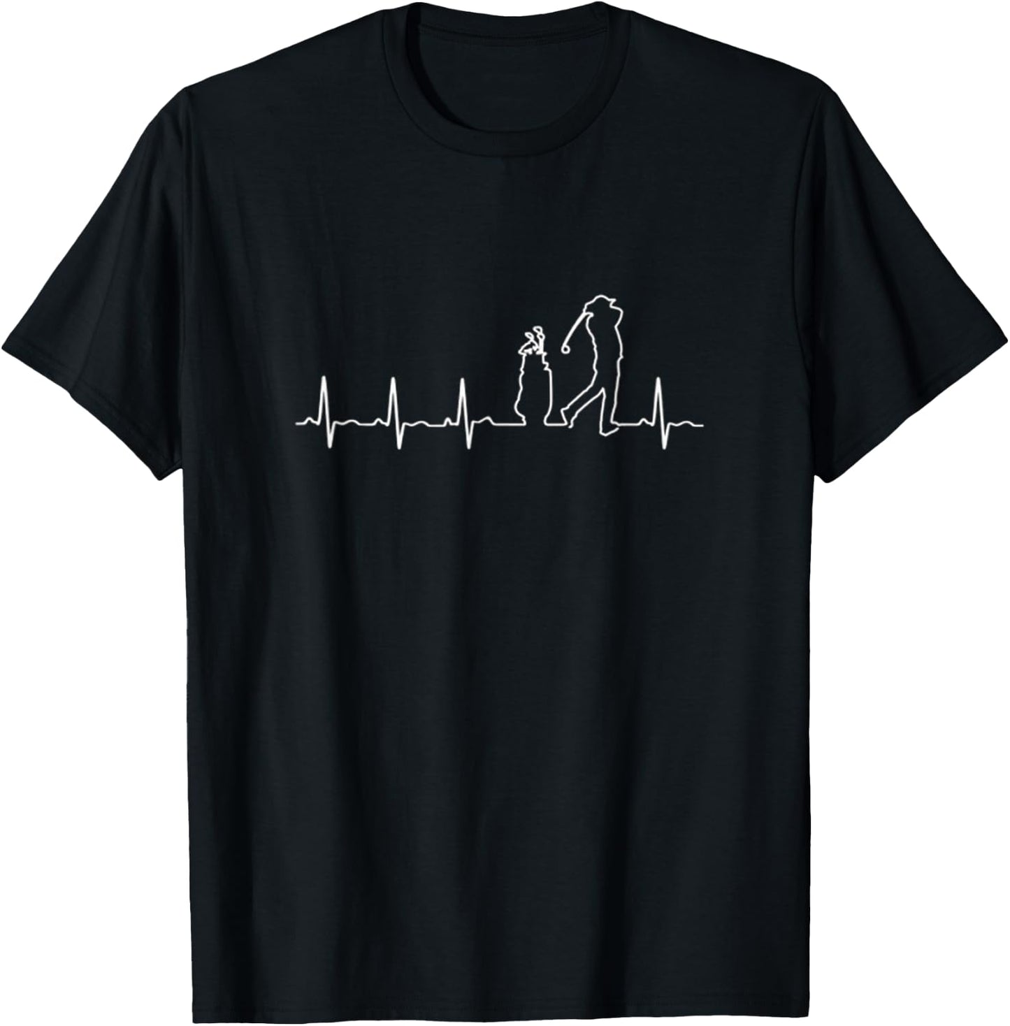 Love Golf Heartbeat T Shirt T-Shirt - T-Shirt | Black