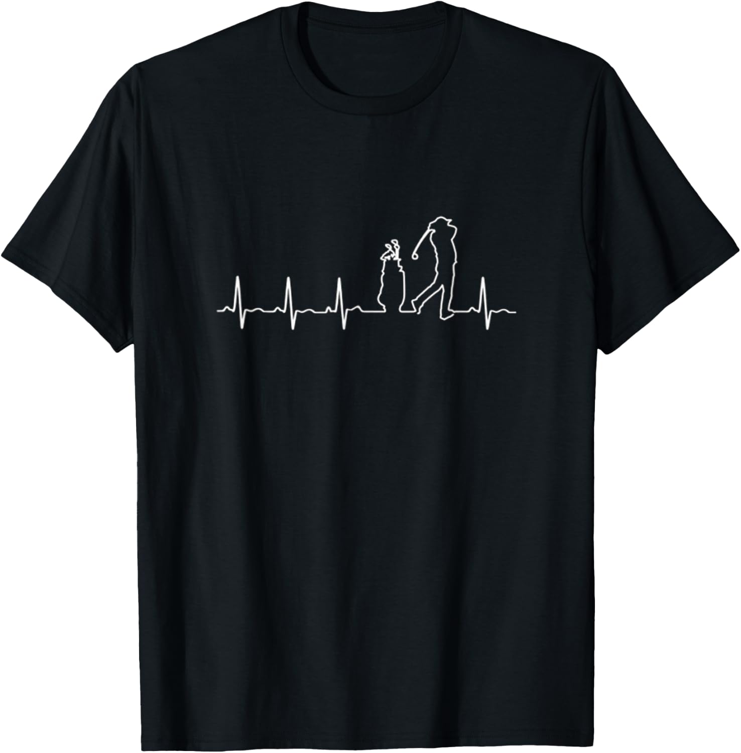 Love Golf Heartbeat T Shirt T-Shirt - T-Shirt | Black