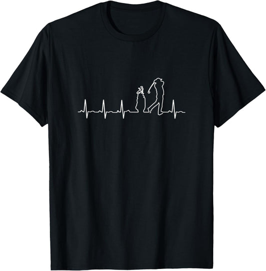 Love Golf Heartbeat T Shirt T-Shirt - T-Shirt | Black