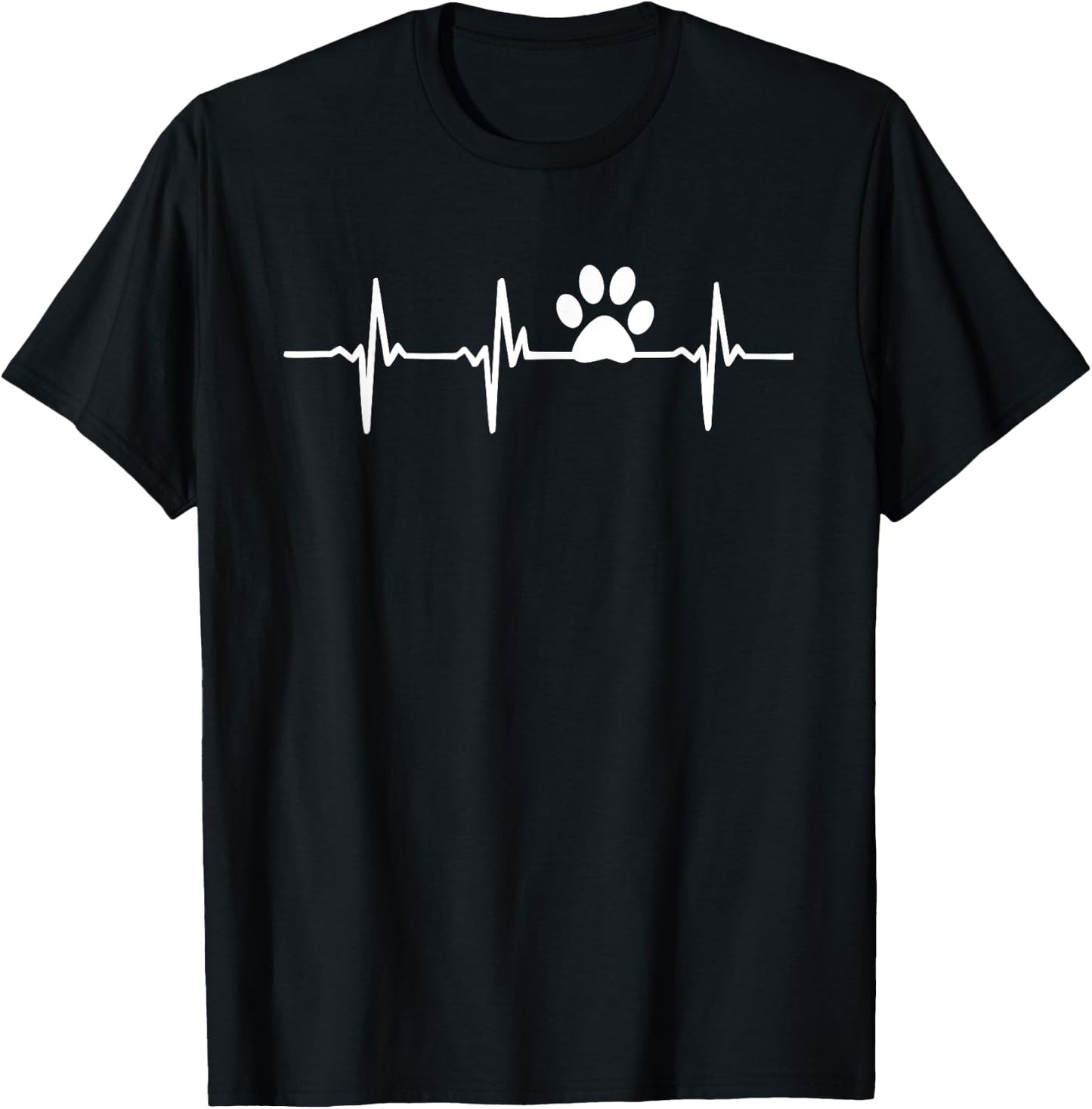 Paw Print Heartbeat Veterinarian Vet Tech T-Shirt - T-Shirt | Black