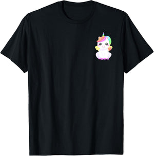 Unicorn Cute Pocket T-Shirt - T-Shirt | Black