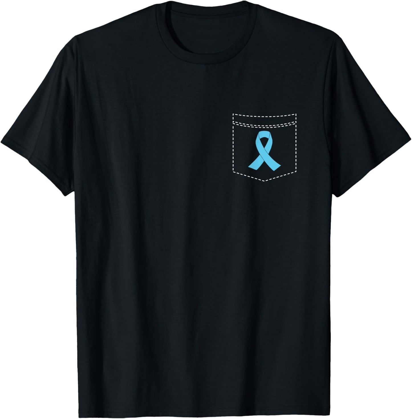 Pocket Light Blue Ribbon Prostate Cancer Awareness T-Shirt - T-Shirt | Black