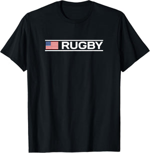 USA Flag Rugby T-Shirt - T-Shirt | Black