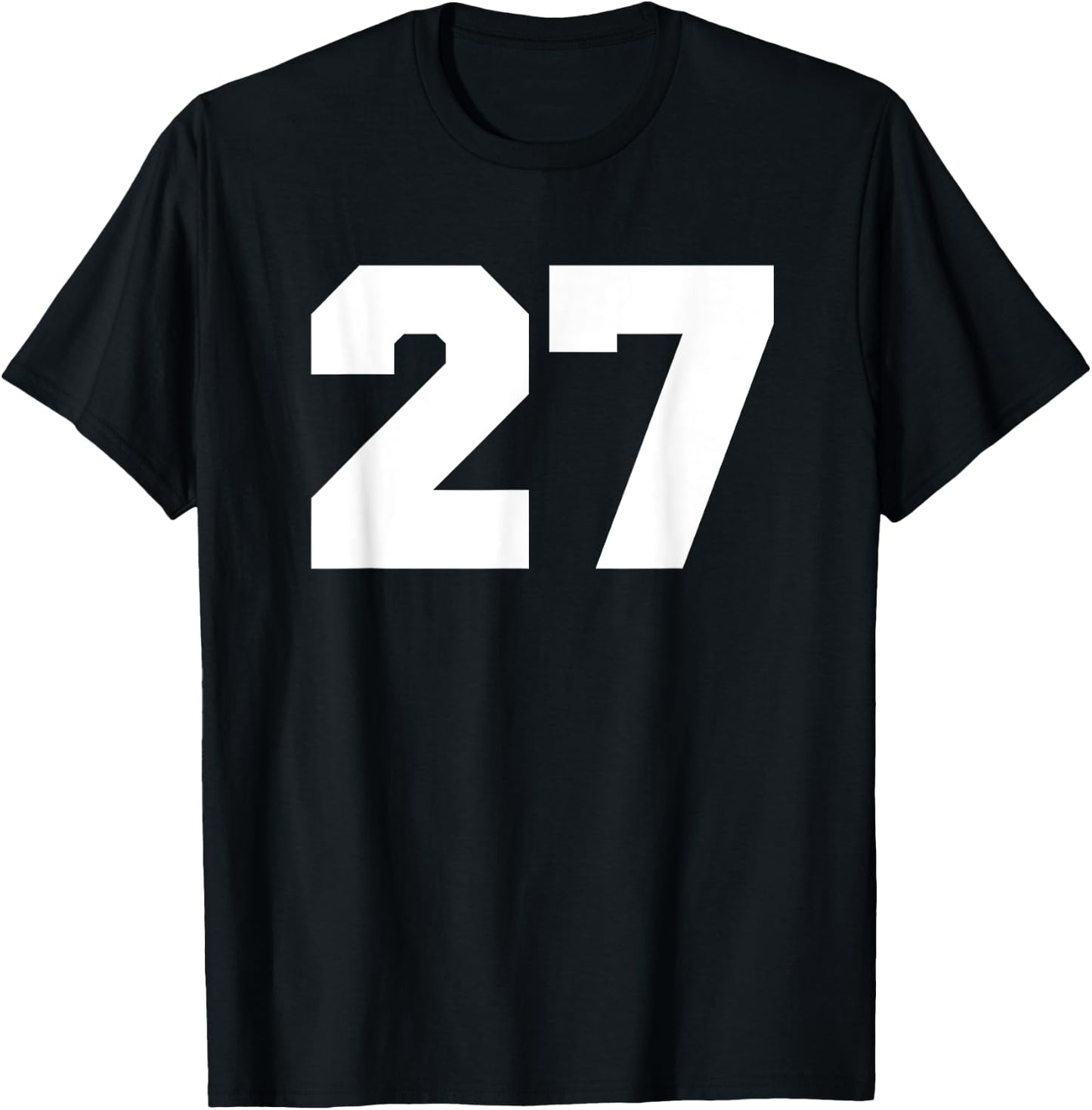 Number 27 Sports Jersey Player #27 Fan FRONT Print Varsity T-Shirt - T-Shirt | Black