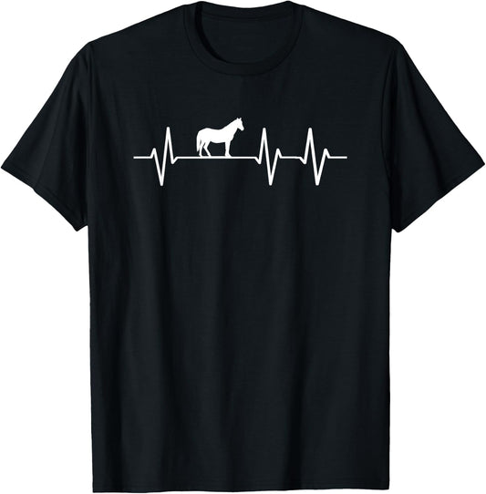 Horse Riding - Frequency Of Heartbeat T-Shirt - T-Shirt | Black