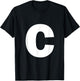 Letter C Capital Alphabet Monogram Initial T-Shirt - T-Shirt | Black