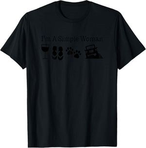 I'm A Simple Woman: Love Wine Flip Flops Dog 4X4 T-Shirt - T-Shirt | Black