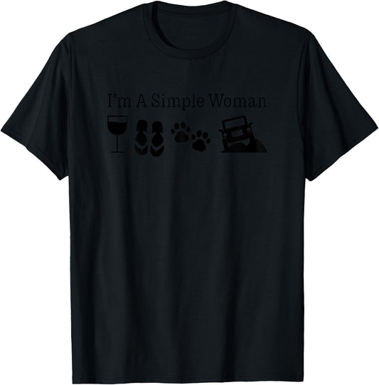 I'm A Simple Woman: Love Wine Flip Flops Dog 4X4 T-Shirt - T-Shirt | Black