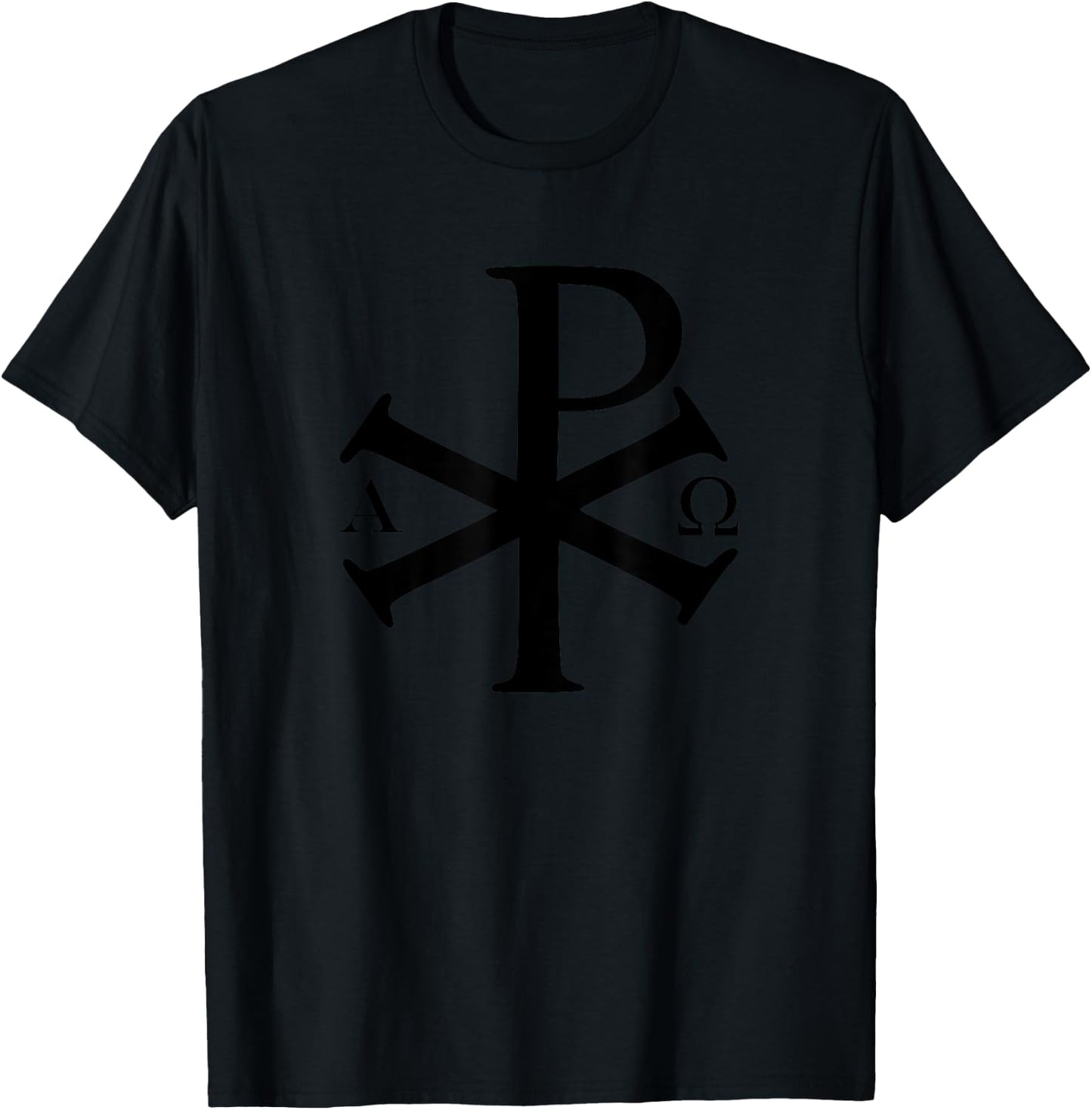 Chi Rho Christian God Alpha Omega Jesus Christ Christianity T-Shirt - T-Shirt | Black