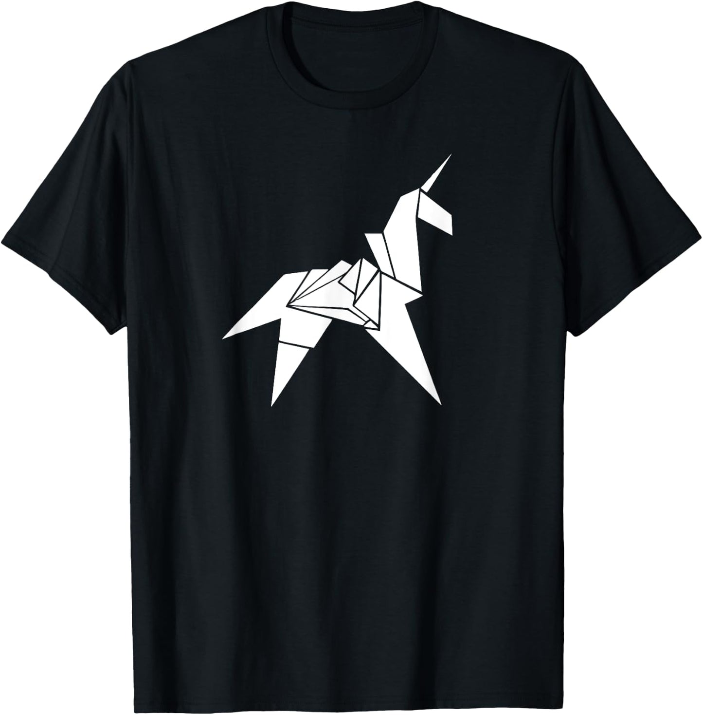 Origami Unicorn - Awesome Origami Art T-Shirt - T-Shirt | Black