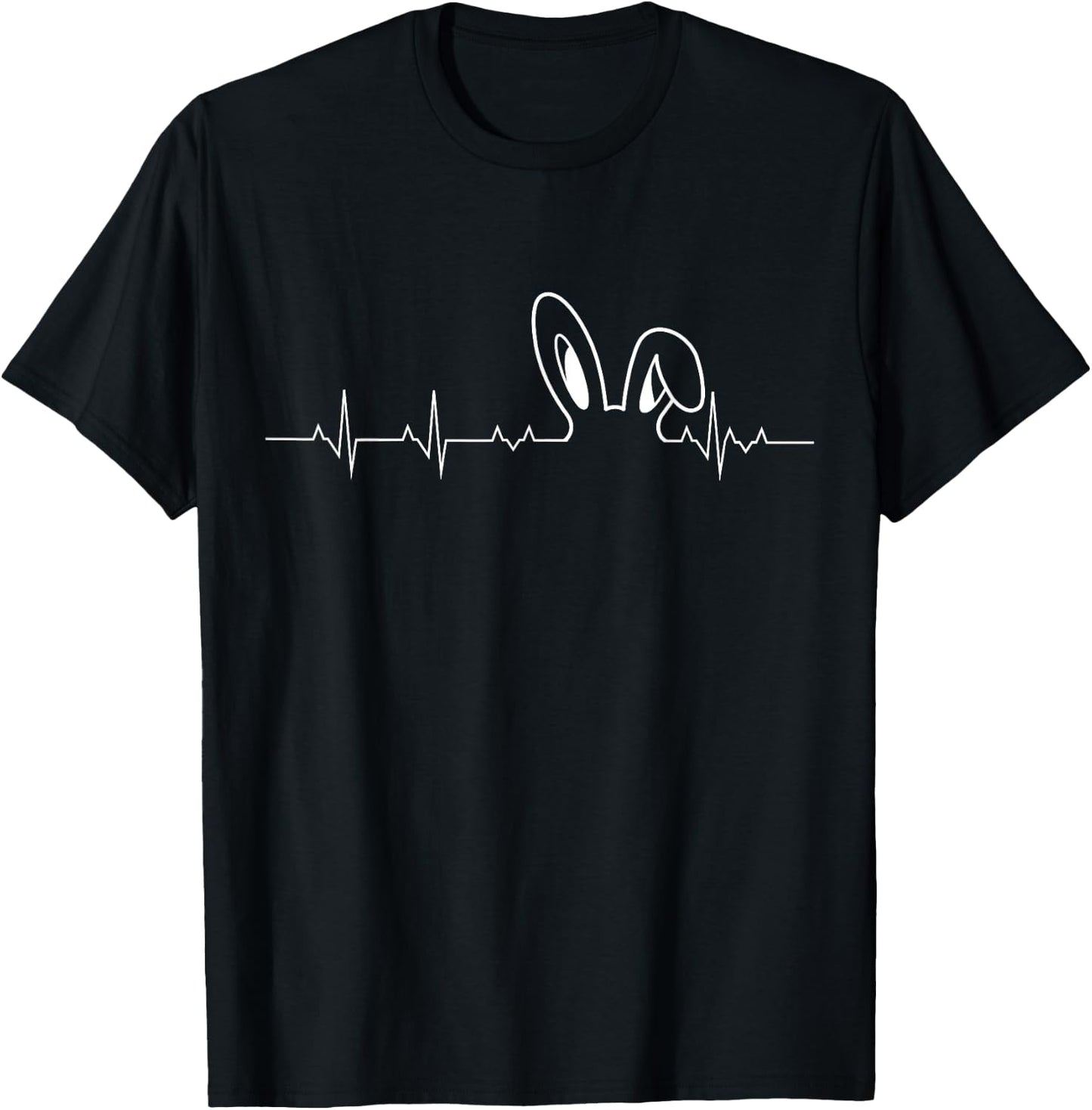 Cute Easter Bunny Heart Beat Rabbit Ears EKG T Shirt T-Shirt - T-Shirt | Black