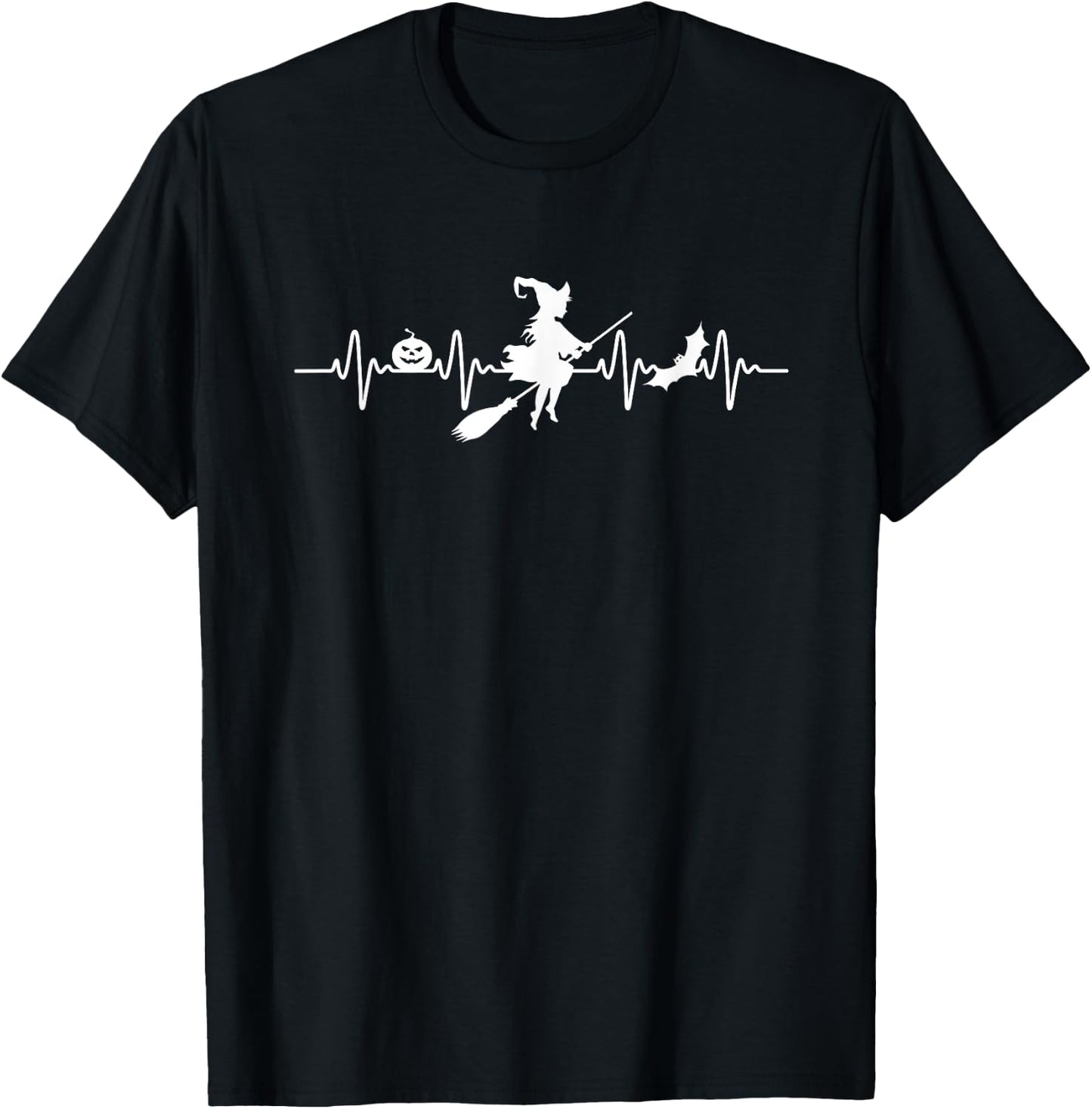 Witch Heartbeat Halloween T Shirt T-Shirt - T-Shirt | Black