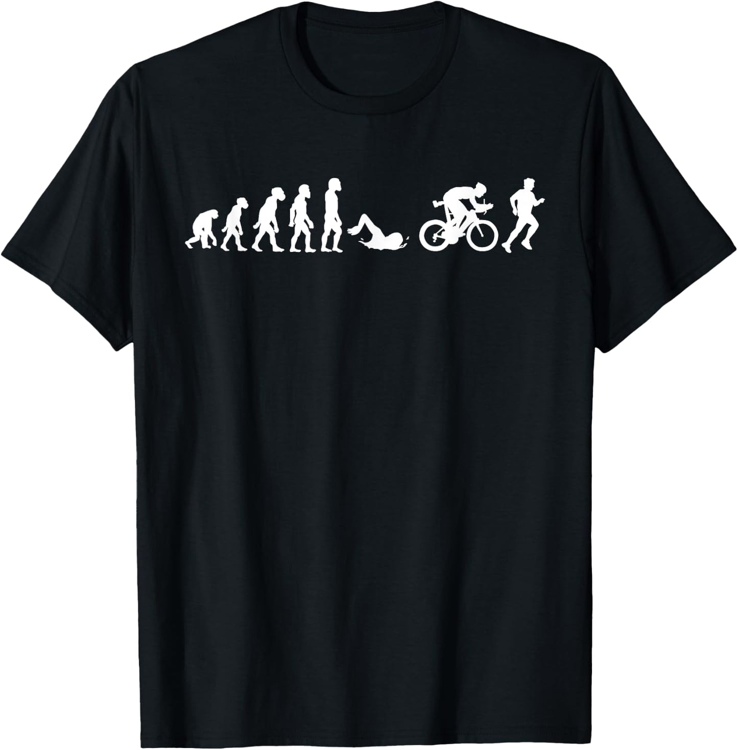 Funny Human Triathlon Evolution Triathlete Swim Run Cycle T-Shirt - T-Shirt | Black